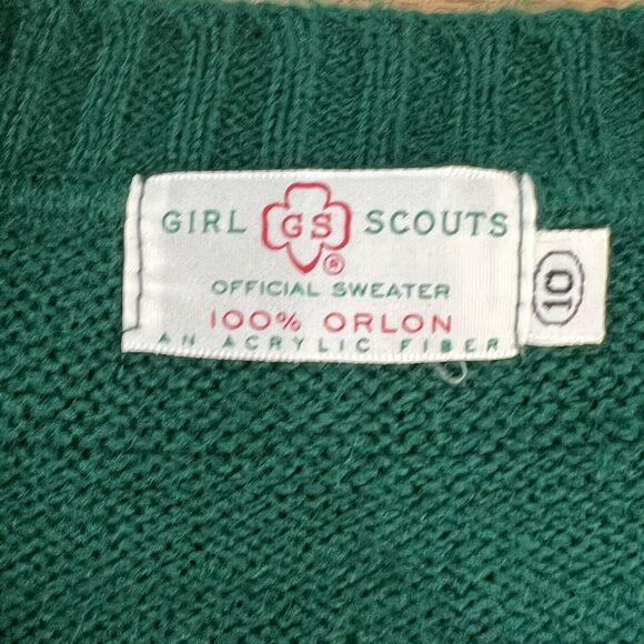 Vintage 60s Girl Scouts Uniform Emerald Green Button Up Cardigan Sz 10 - Picture 3 of 5